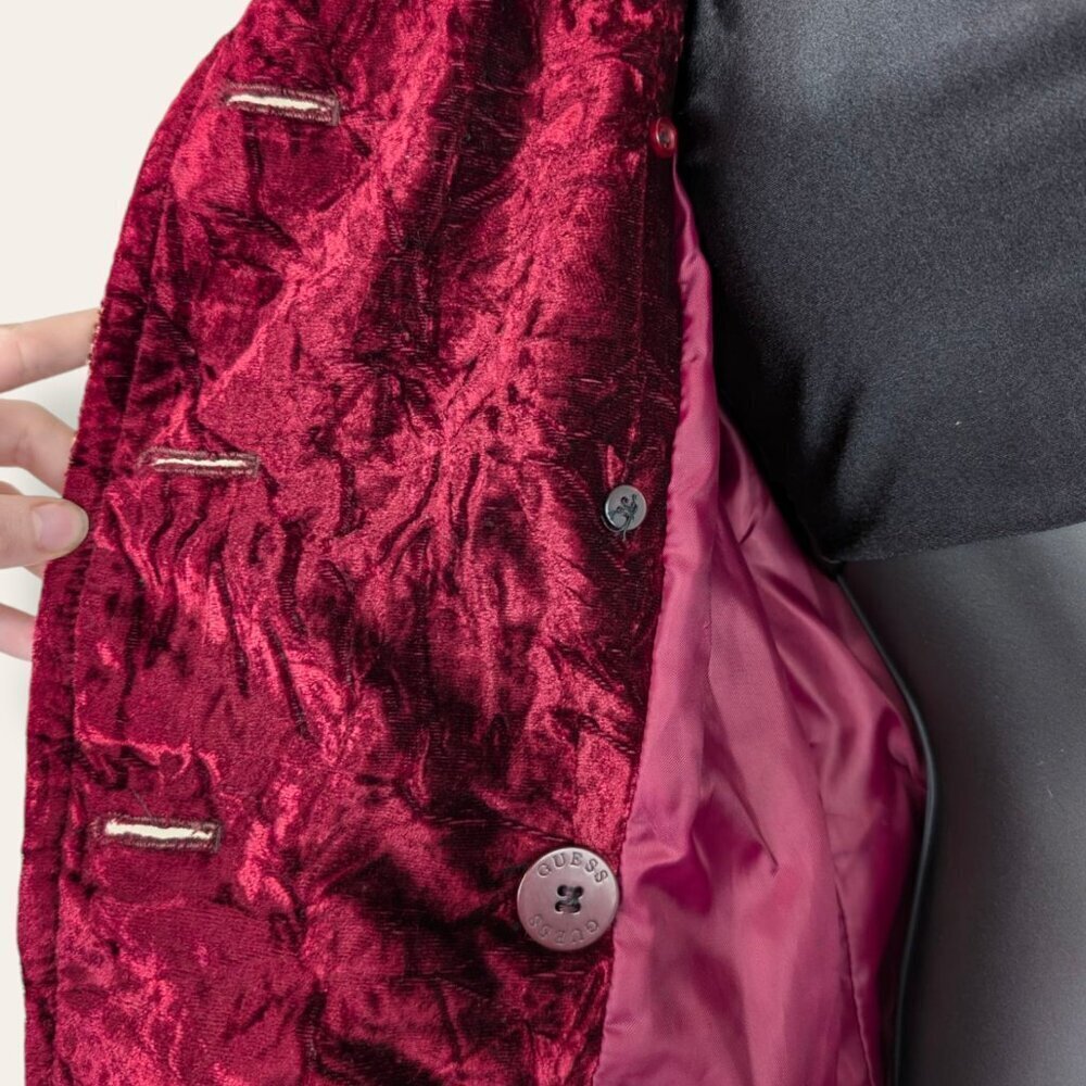 Guess Red Tweed Military-Style Jacket - Picture 12 of 13